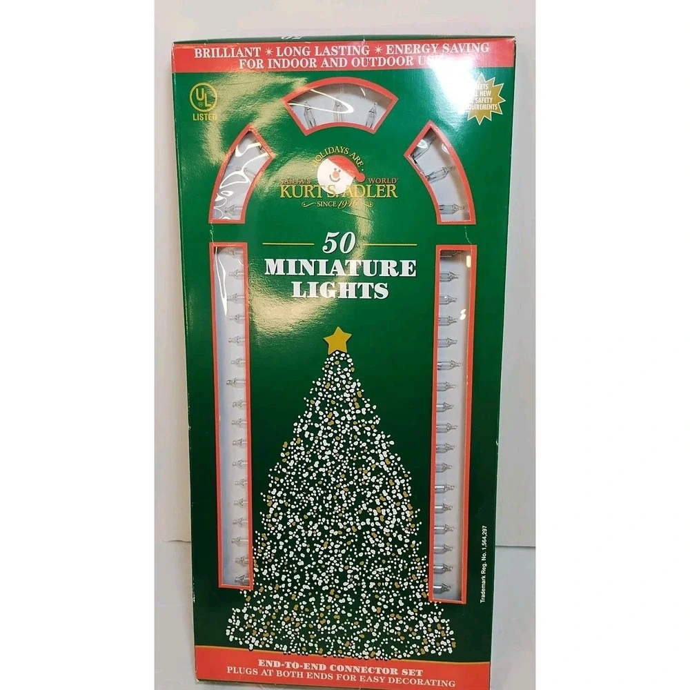 Kurt‎ Adler 50 Miniature Christmas String Lights Clear Vintage